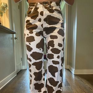 Brown cow print jeans